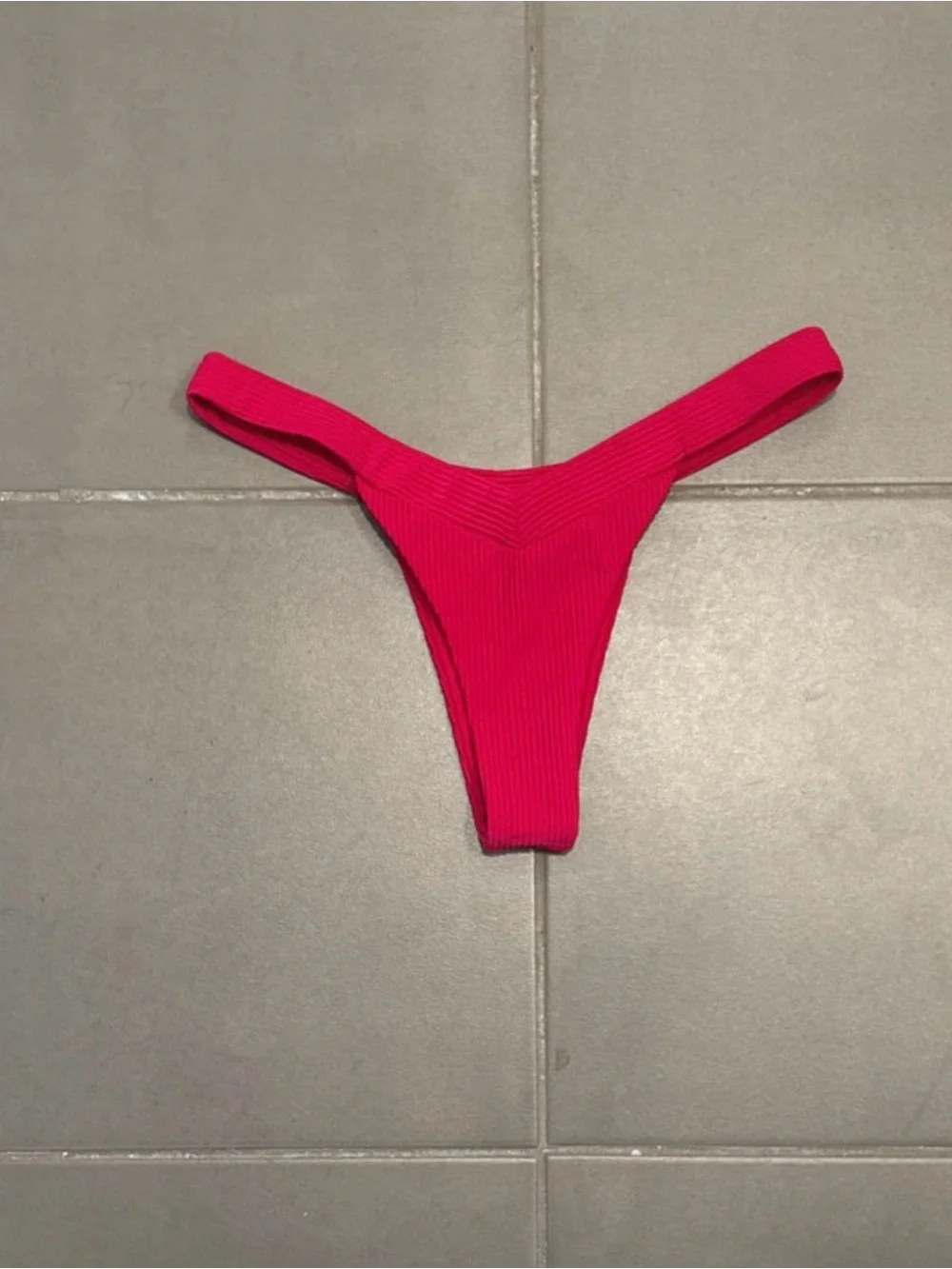 Frankie’s Bikinis Ribbed Cherry Red Hi-cut Bikini Bottom